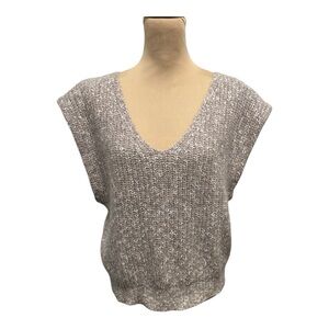 Vintage 70’s Diane Von Fursteberg Wool Blend Rib Knit Beige Short Sleeve Sweater